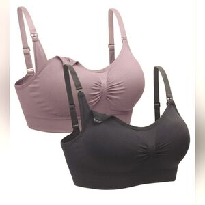 NEW Suekaphin Seamless Nursing Bras, Size XL, Black and Lilac